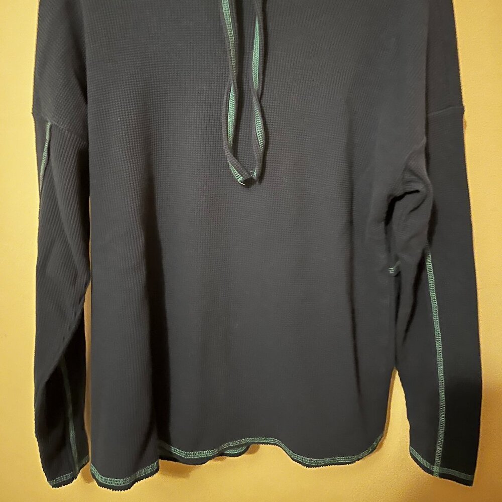 GU} Belle by Kim Gravel Baby Waffle Topstitched Raw Edge Hoodie Indigo/Size - M - Picture 2 of 14